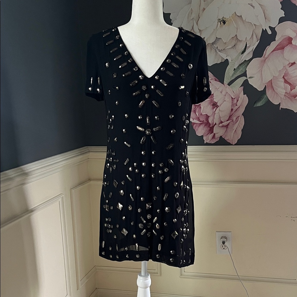 French Connection Black Dress with Silver Accents